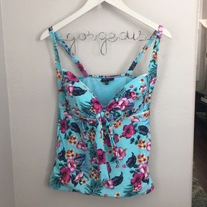 City Chic Hawaiian Floral Blue Tankini (Top Only)
